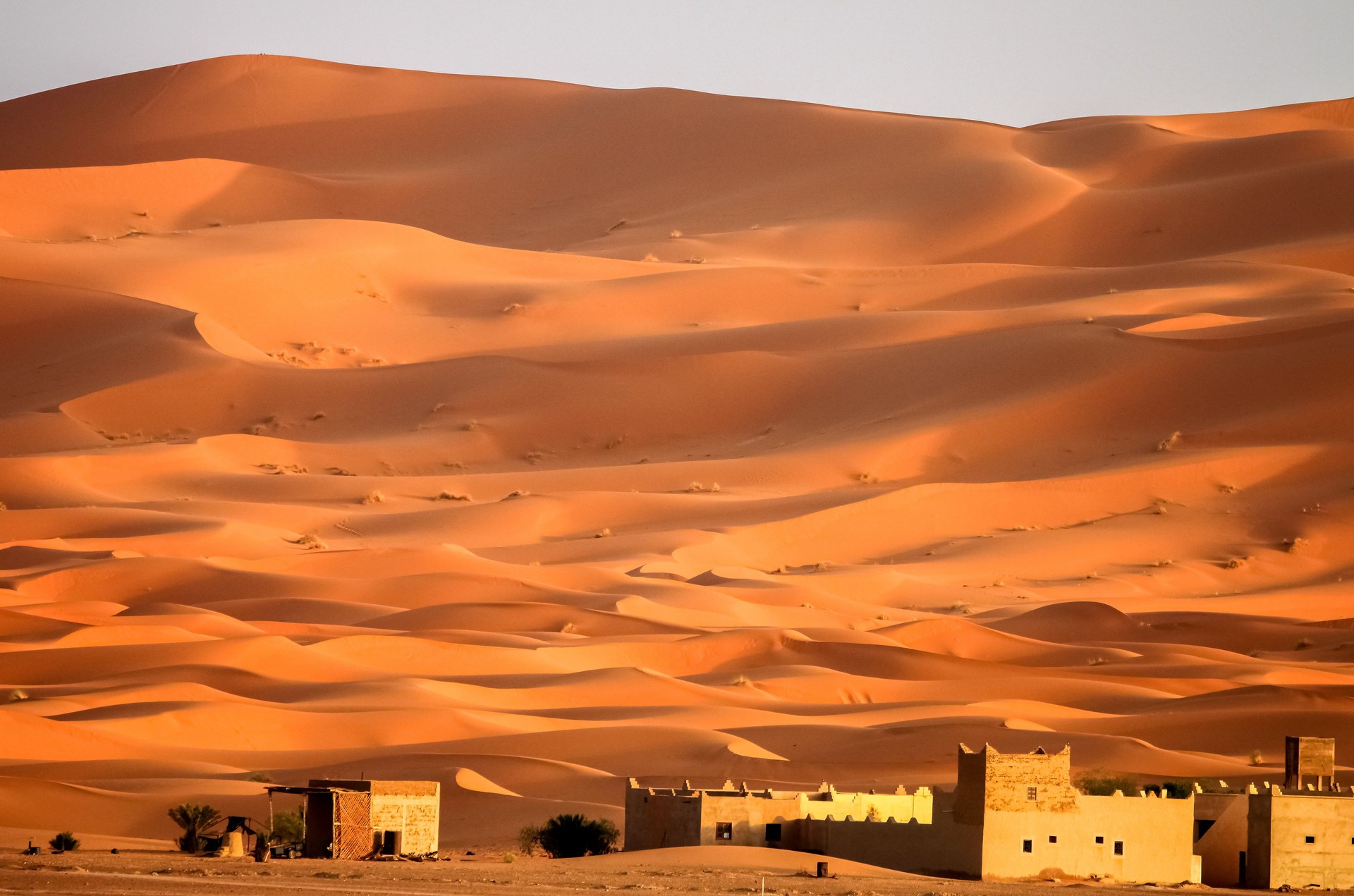 Berber homes among sand dunes of Merzouga