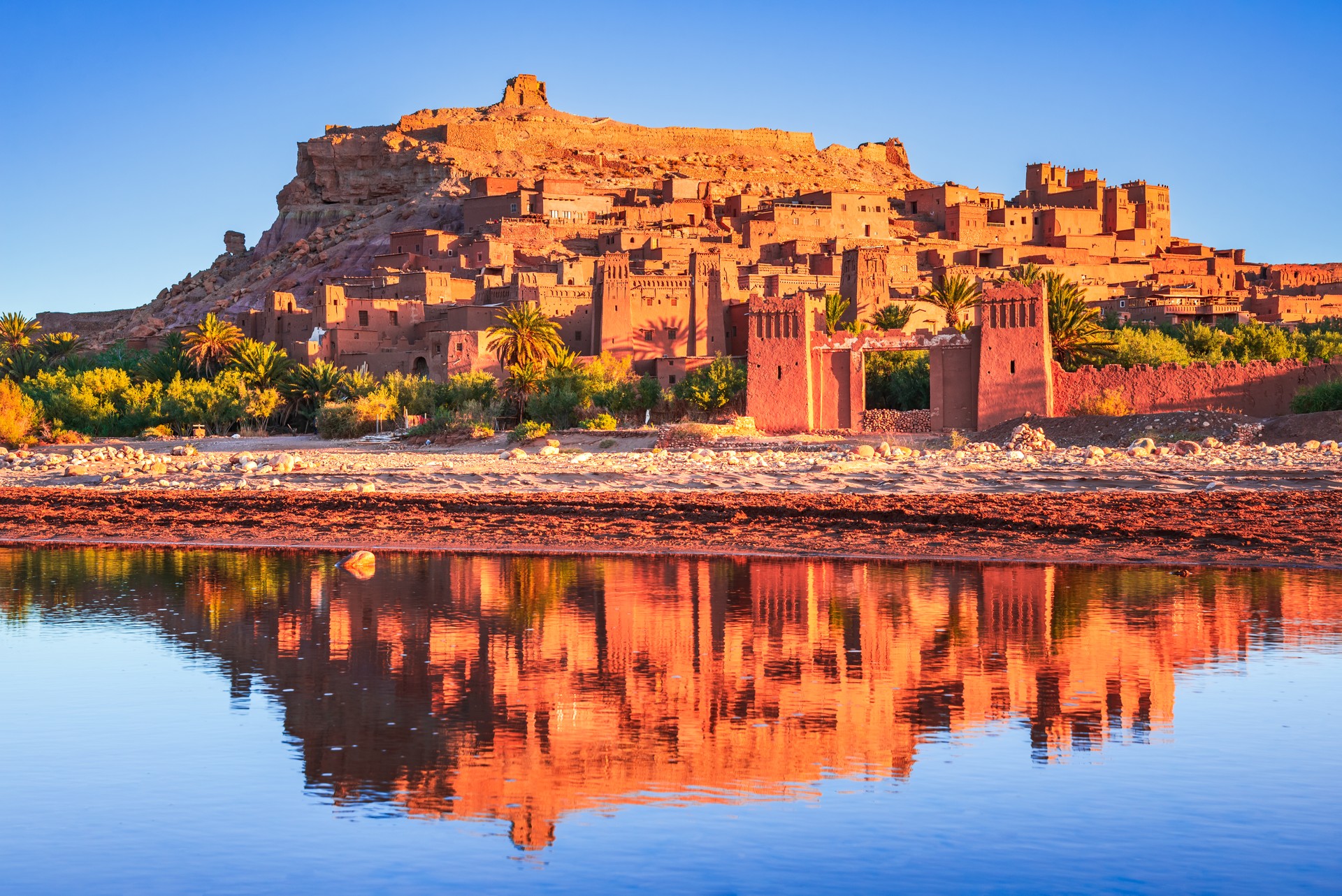 Ait Benhaddou, Morocco. Famous old clay town in High Atlas mountains, Ouarzazate.